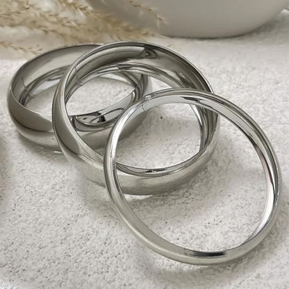 Speilblanke Armringer - Stilig sett med tykke, polerte armbånd i sølvfinish