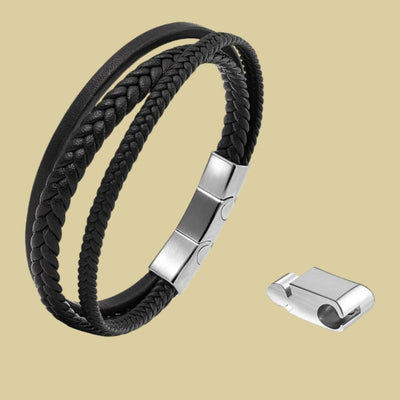 Elegante Klassiske Lærarmbånd - Stilig flersidig armbånd i ekte skinn med magnetlås